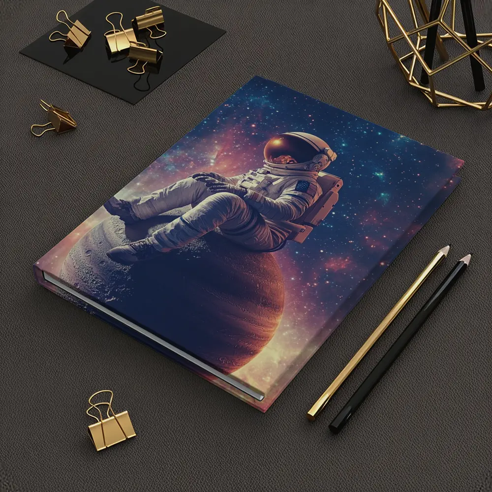 Astronaut Sitting on Planet Colorful Galaxy – Notebooks