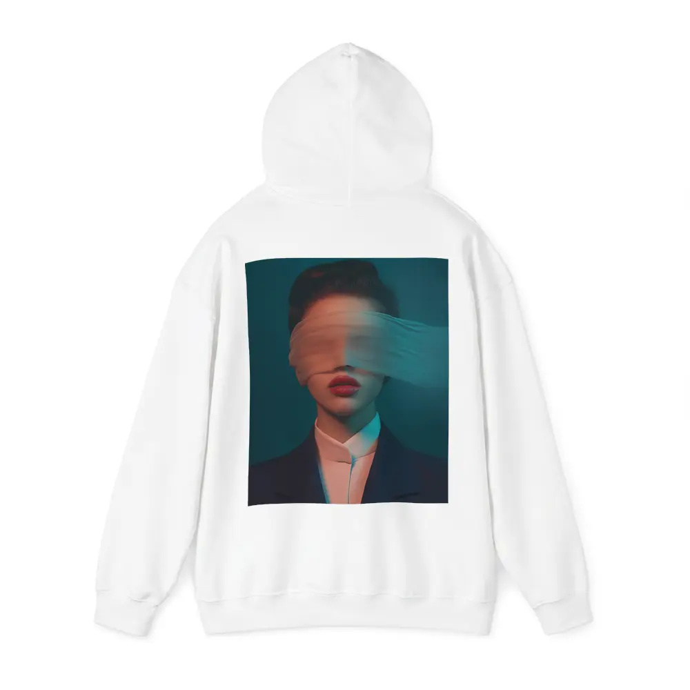 Blindfolded Woman Dark Teal Surreal Portrait – Hoodies