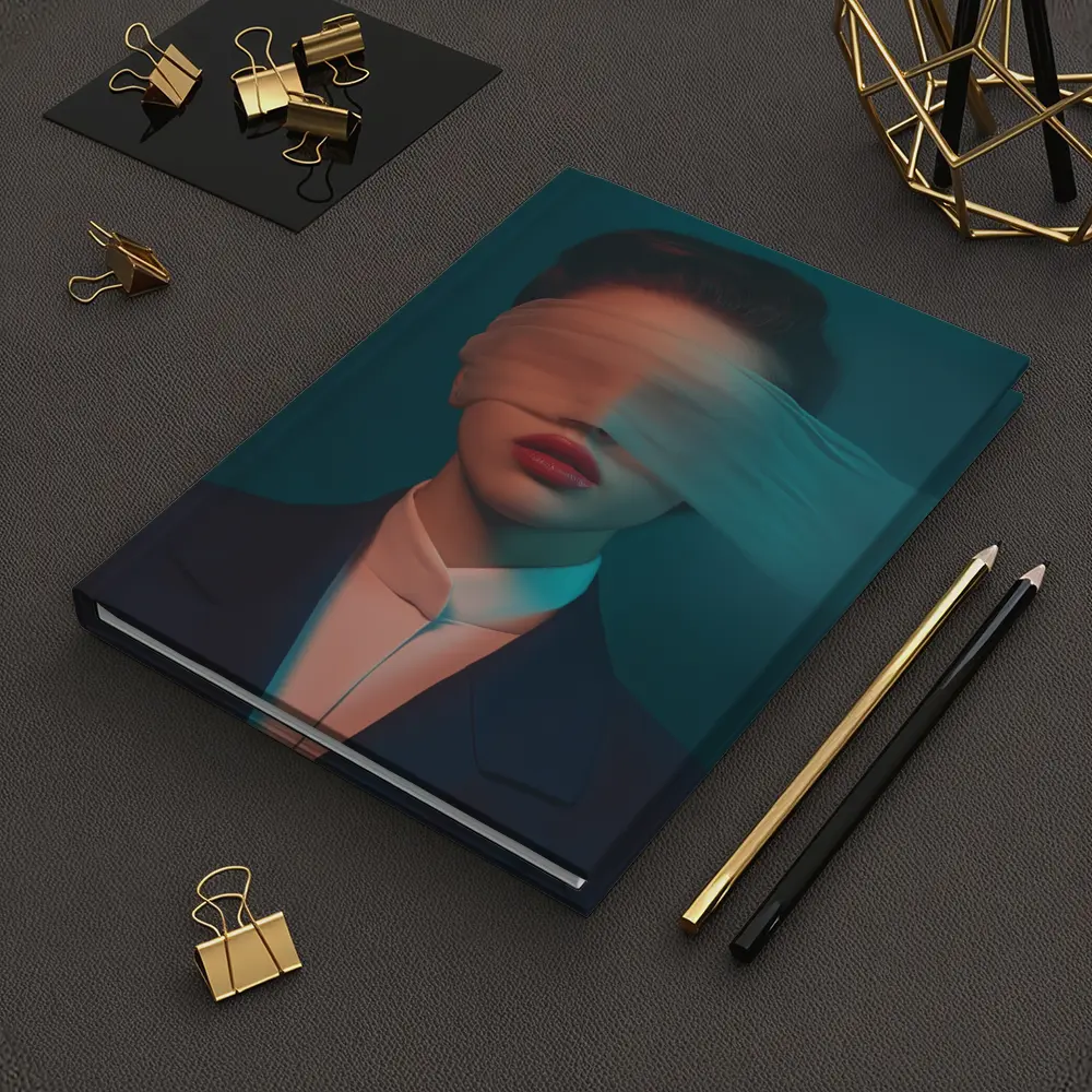 Blindfolded Woman Dark Teal Surreal Portrait – Notebooks