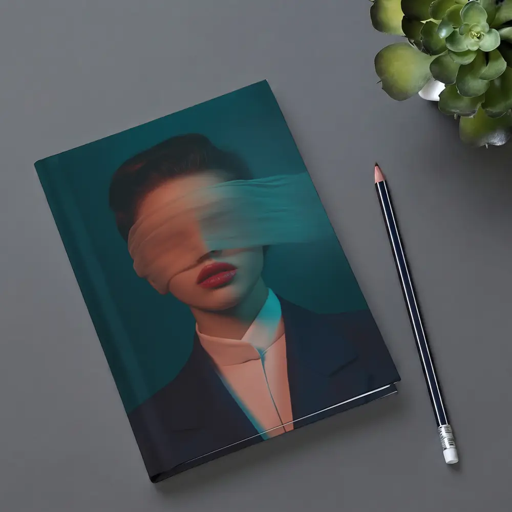 Blindfolded Woman Dark Teal Surreal Portrait – Notebooks