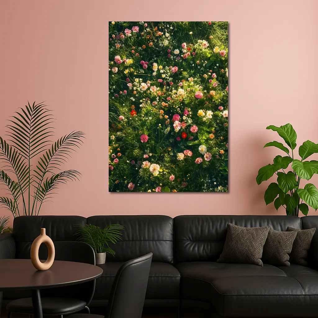 Colorful Wildflowers Blooming in Green Meadow – Wall Art