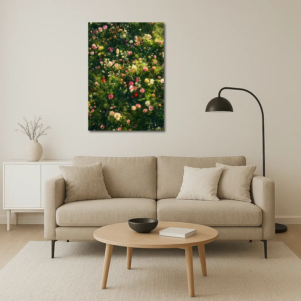 Colorful Wildflowers Blooming in Green Meadow – Wall Art