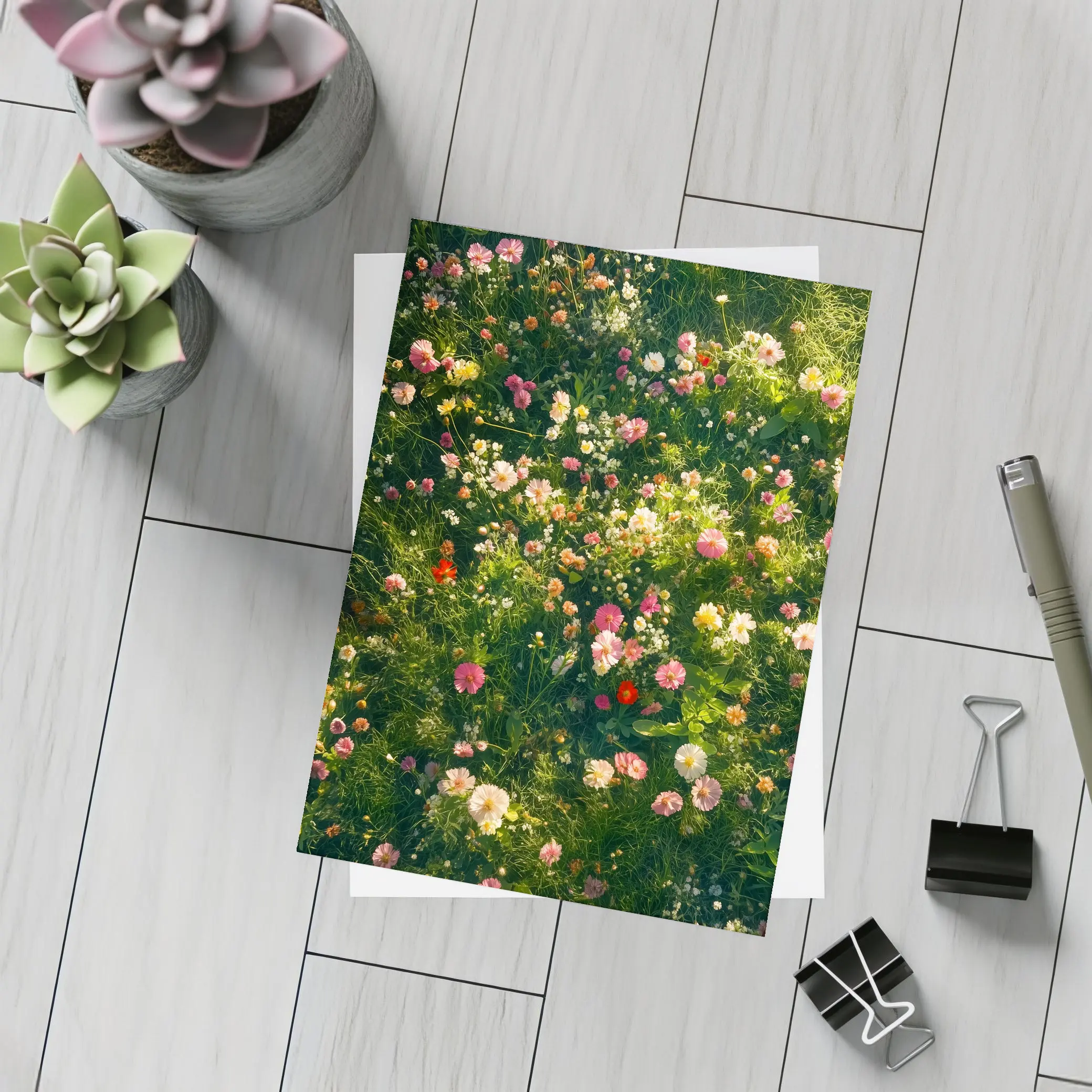 Colorful Wildflowers Blooming in Green Meadow – Postcards