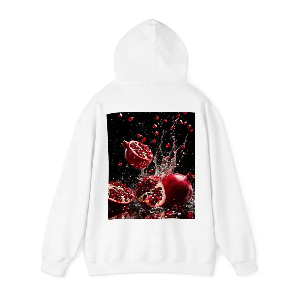 Red Pomegranates Exploding With Water Black Background – Hoodies