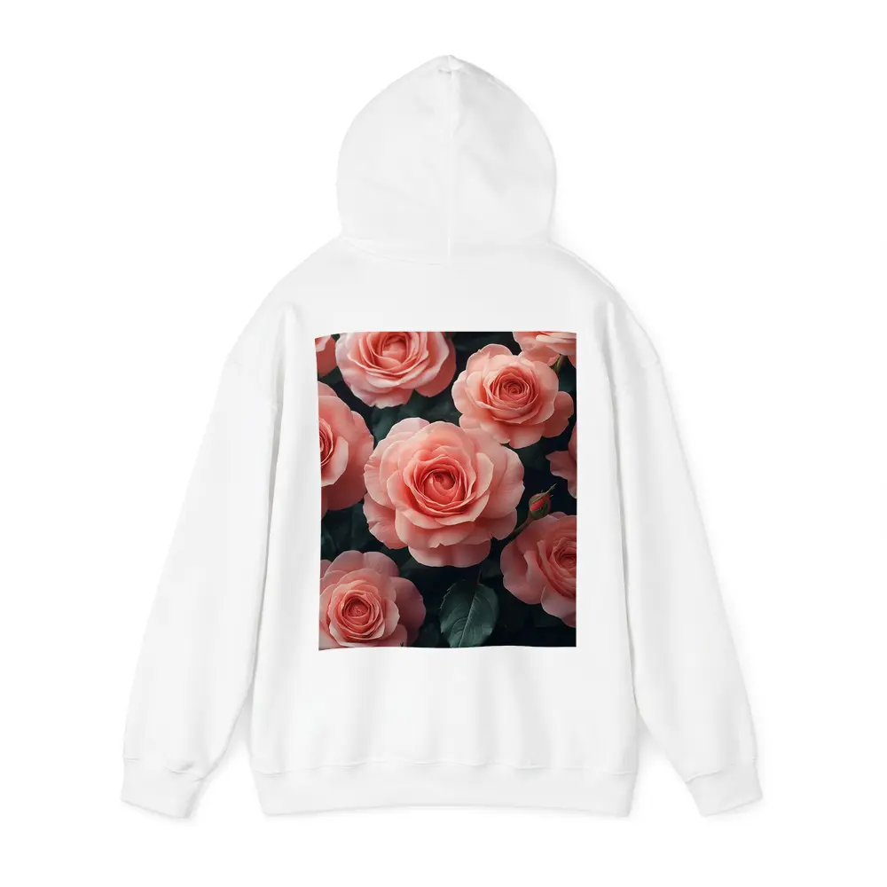 Pink Roses Blooming Against Dark Background – Hoodies