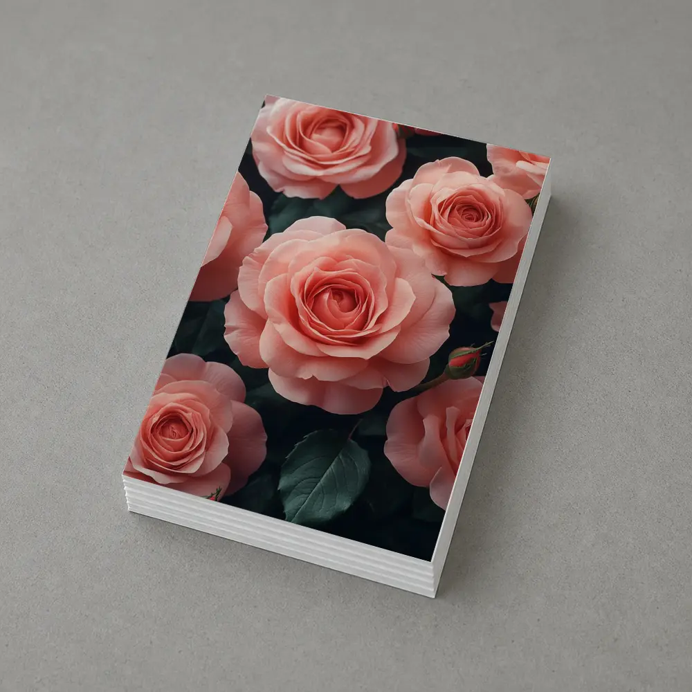 Pink Roses Blooming Against Dark Background – Postcards