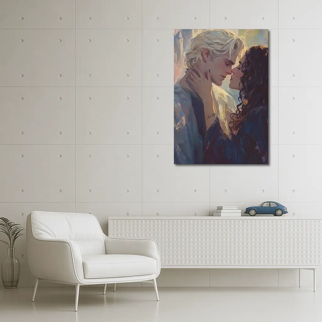 Fantasy Couple Romance Oil Painting Castle Background – Wall Art