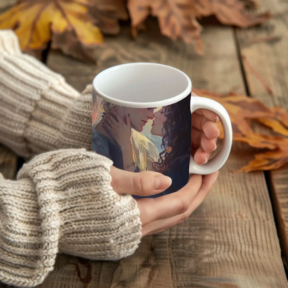 Fantasy Couple Romance Oil Painting Castle Background – Mugs