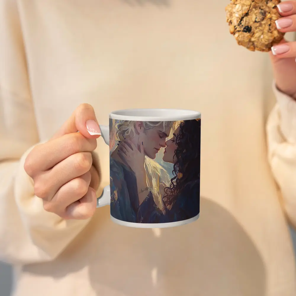 Fantasy Couple Romance Oil Painting Castle Background – Mugs