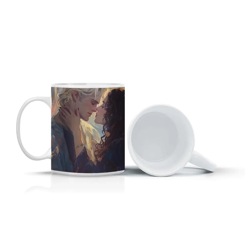 Fantasy Couple Romance Oil Painting Castle Background – Mugs