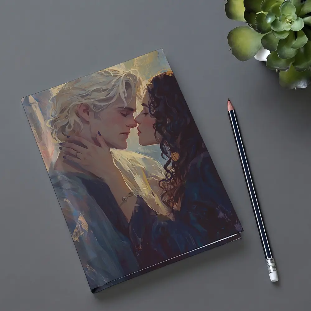 Fantasy Couple Romance Oil Painting Castle Background – Notebooks