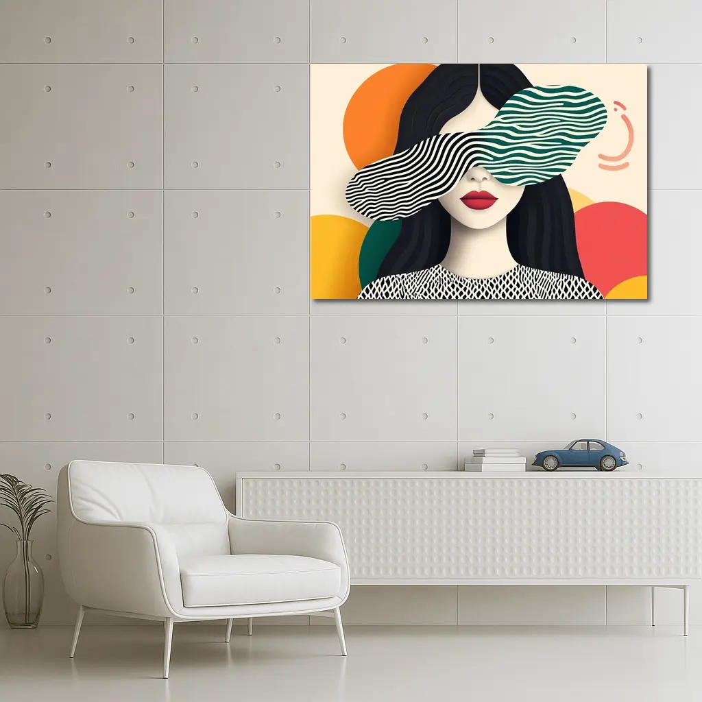 Pop Art Woman Bold Geometric Stripes – Wall Art
