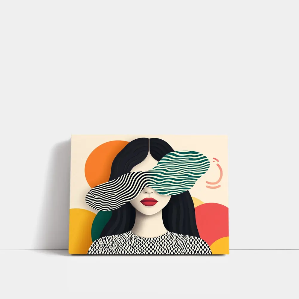 Pop Art Woman Bold Geometric Stripes – Wall Art