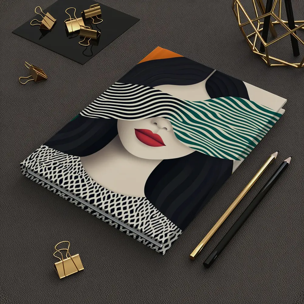 Pop Art Woman Bold Geometric Stripes – Notebooks