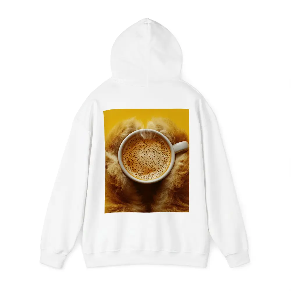 Dog Paws Holding Coffee Cup Yellow Background – Hoodies
