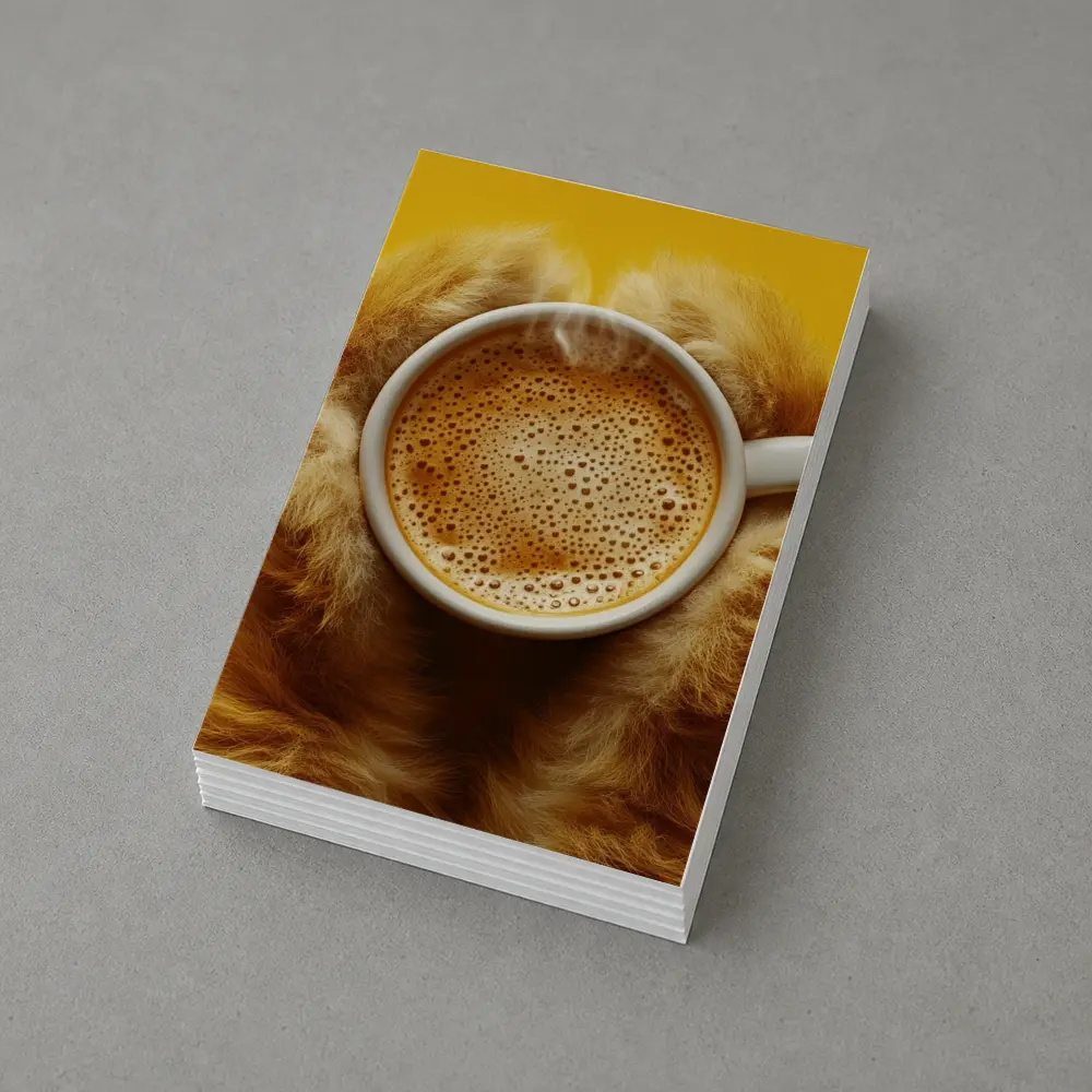 Dog Paws Holding Coffee Cup Yellow Background – Postcards