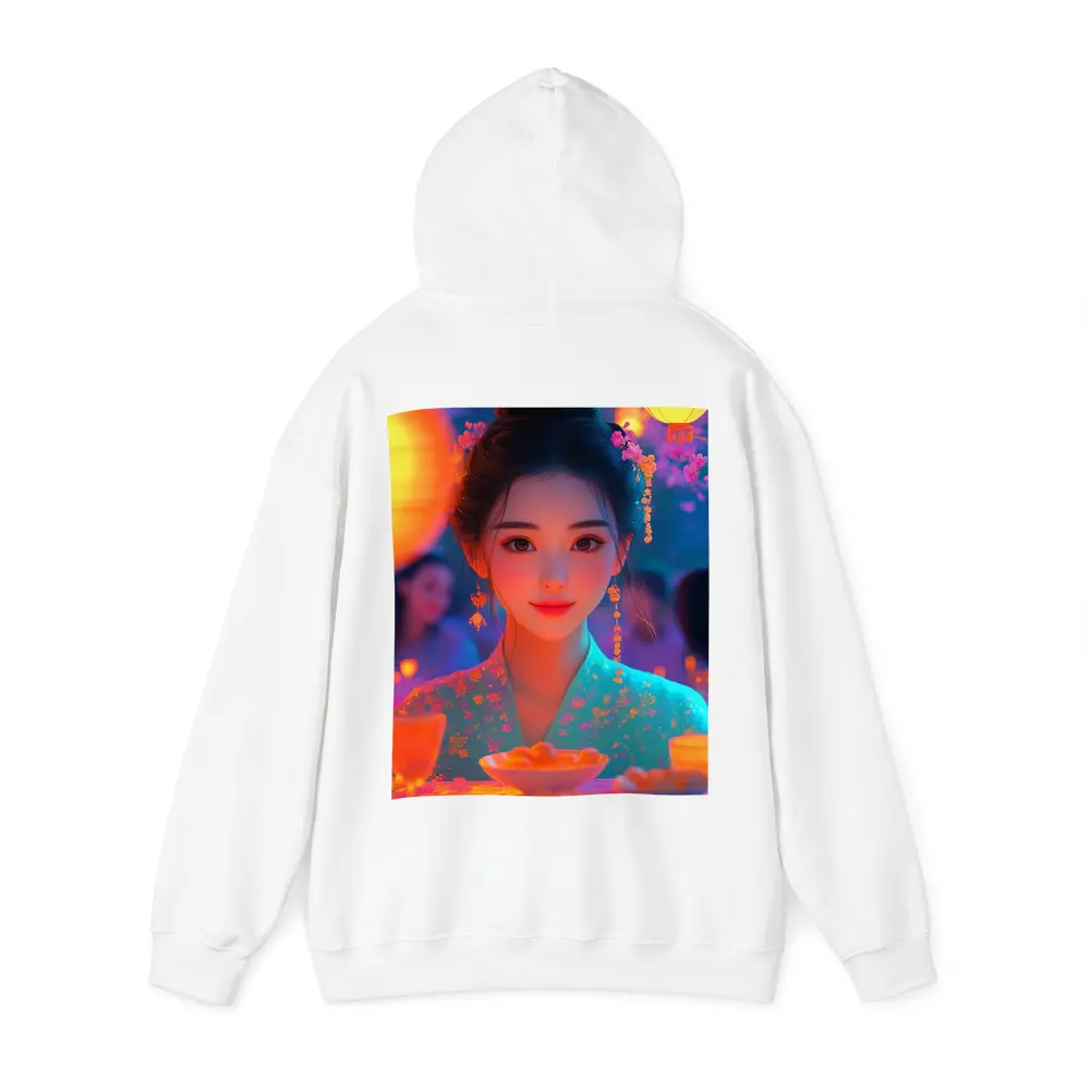 Chinese Girl Lantern Festival Digital Art – Hoodies