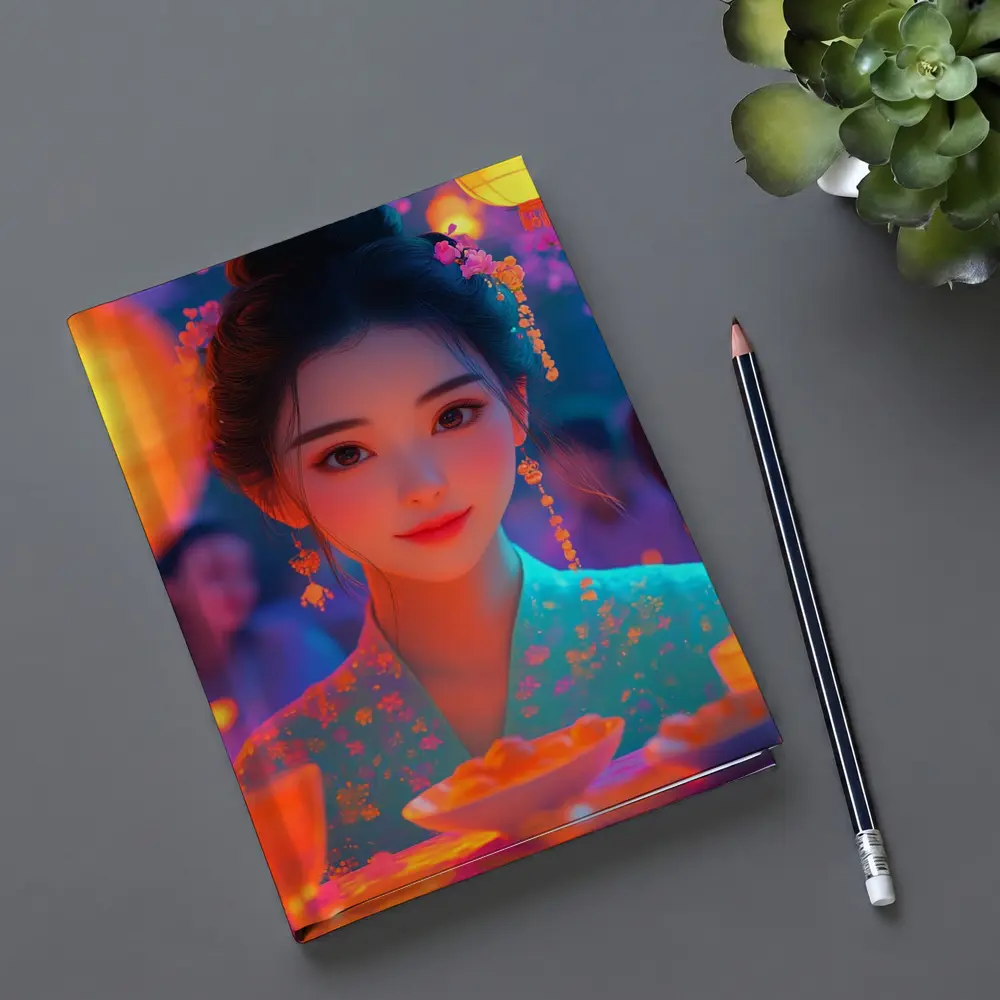 Chinese Girl Lantern Festival Digital Art – Notebooks