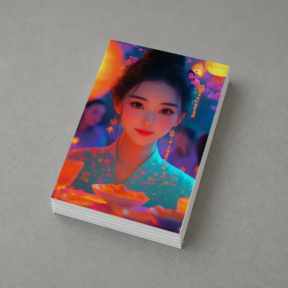 Chinese Girl Lantern Festival Digital Art – Postcards