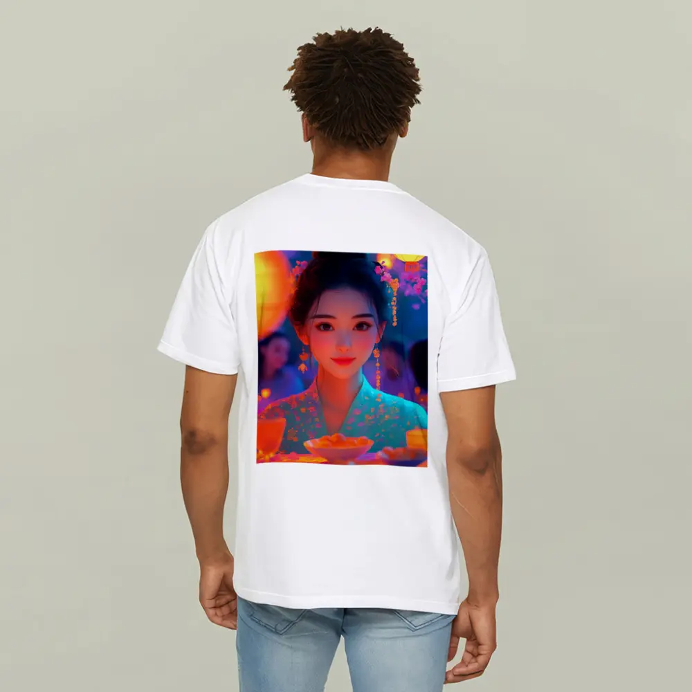Chinese Girl Lantern Festival Digital Art – T-Shirts