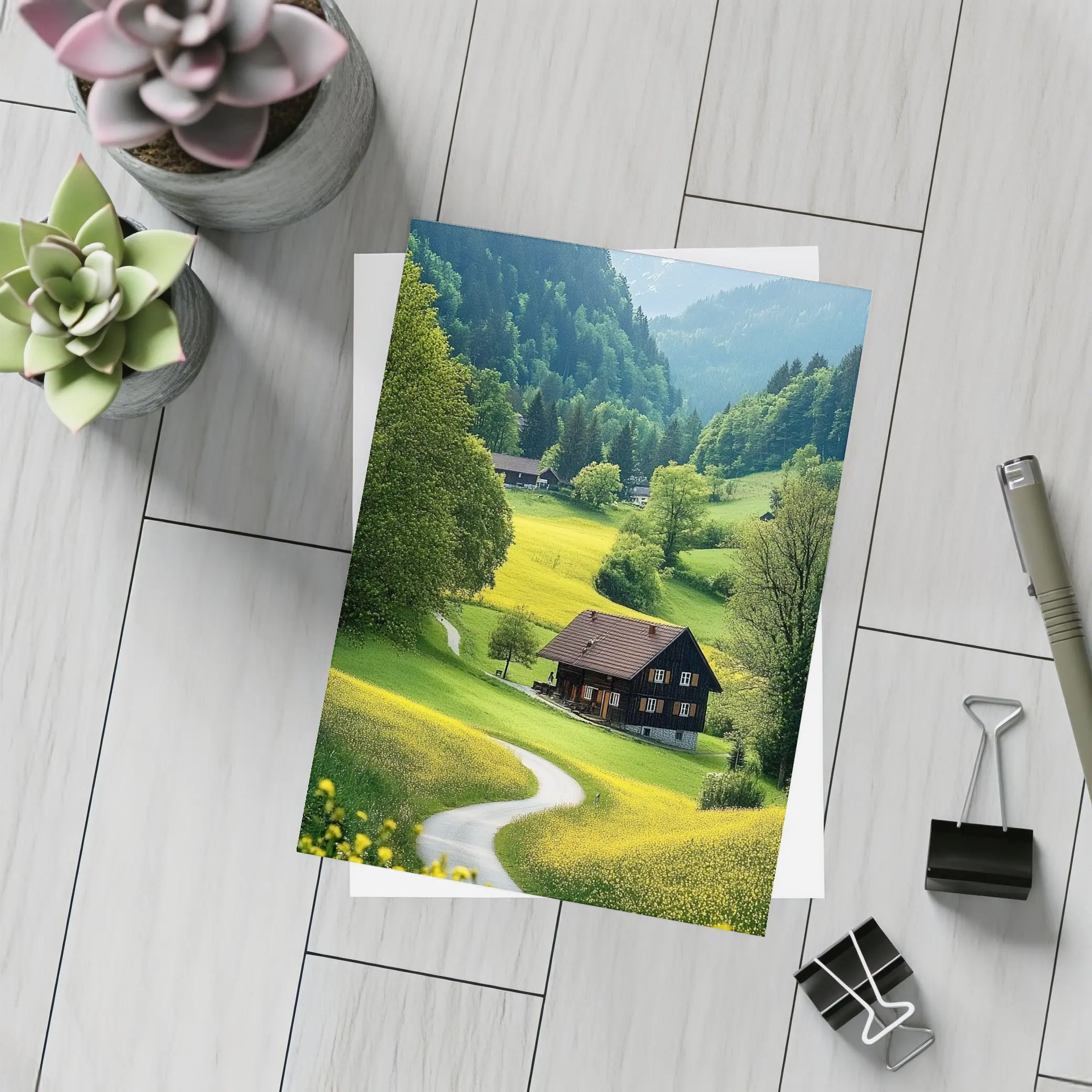 Alpine Valley Cottage Winding Road Mountains – Postcards