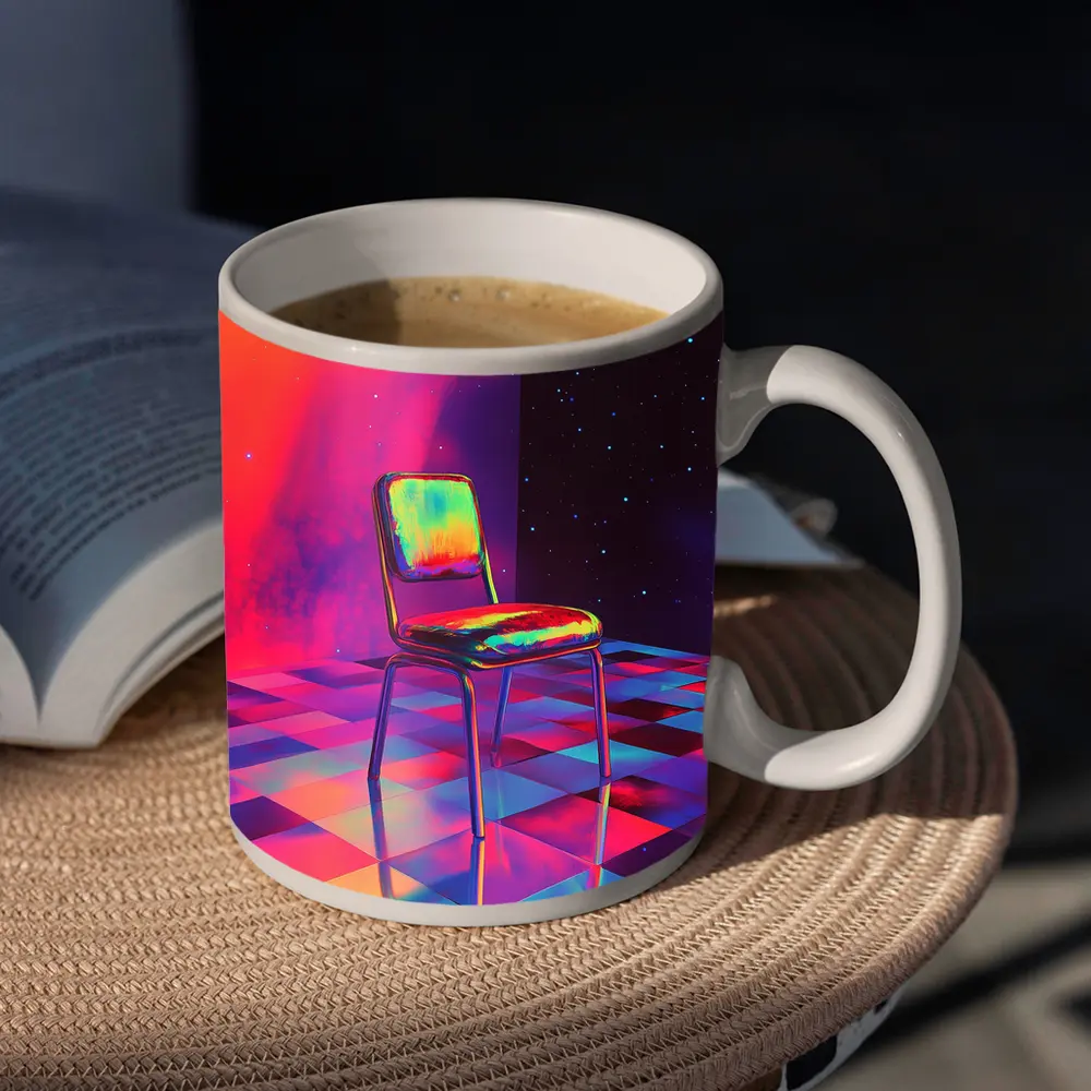Retro Chair Psychedelic Space Starry Background – Mugs