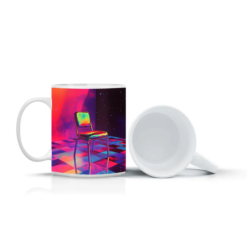 Retro Chair Psychedelic Space Starry Background – Mugs