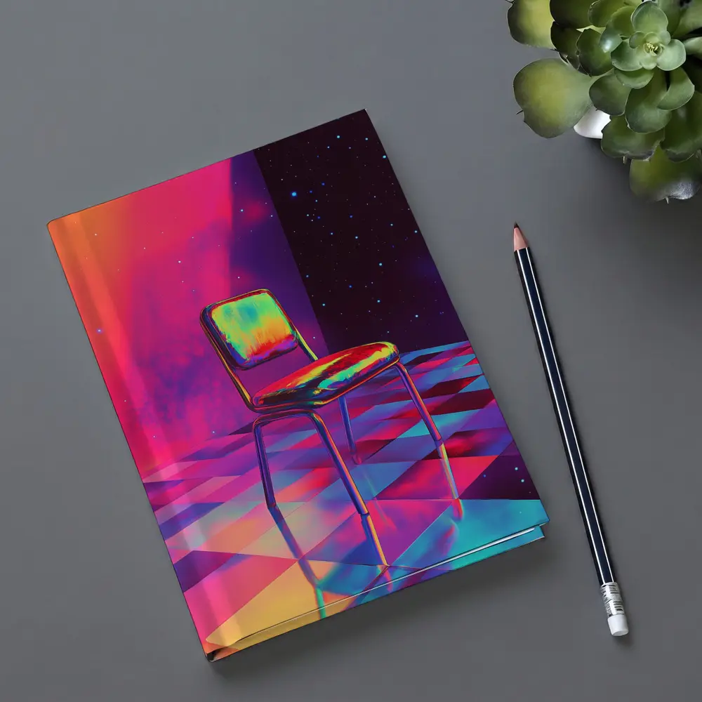 Retro Chair Psychedelic Space Starry Background – Notebooks