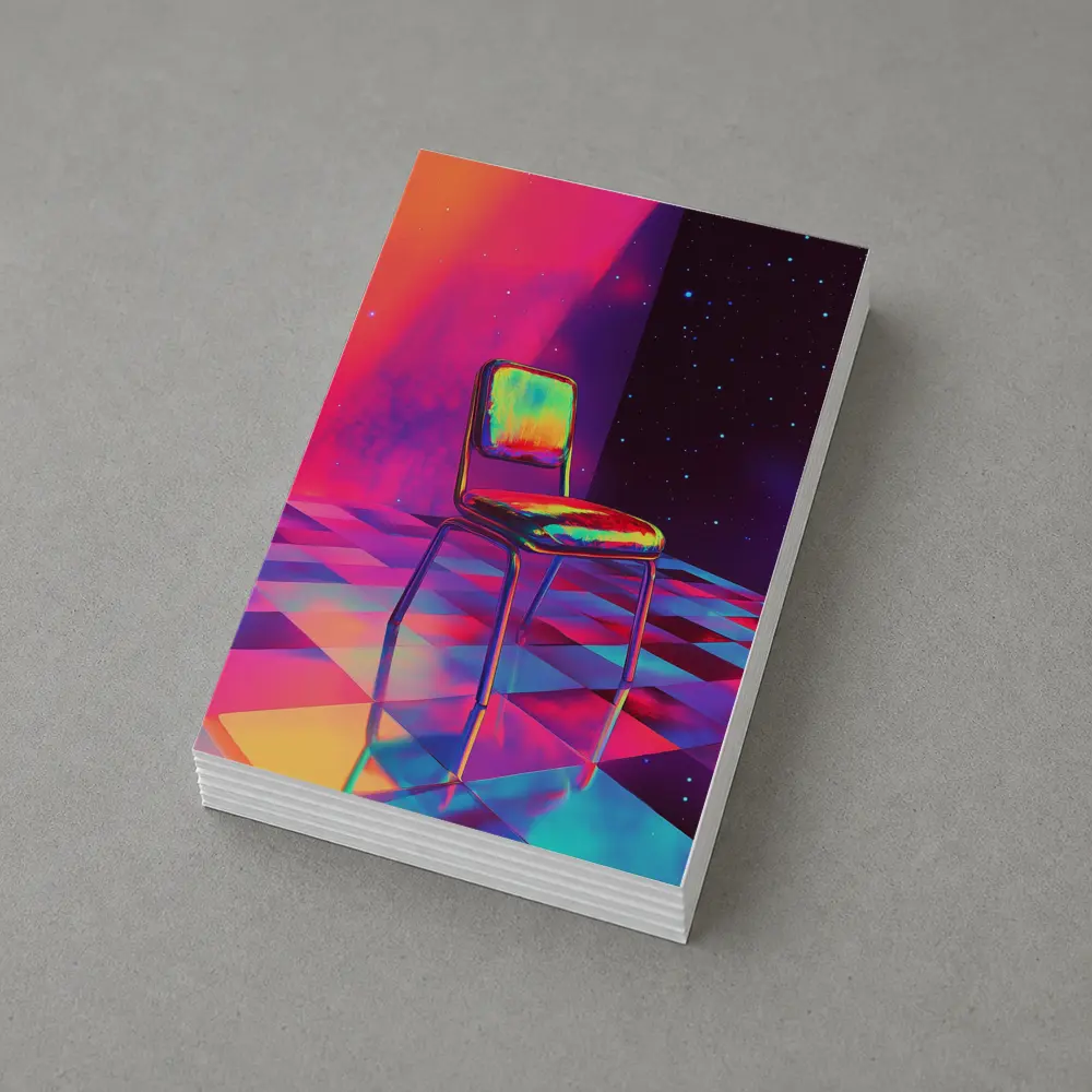 Retro Chair Psychedelic Space Starry Background – Postcards