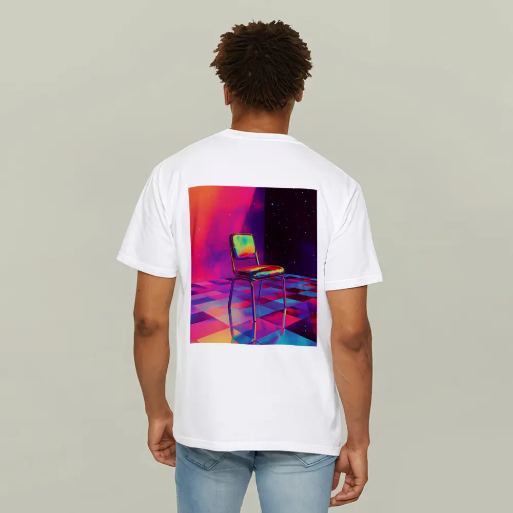Retro Chair Psychedelic Space Starry Background – T-Shirts