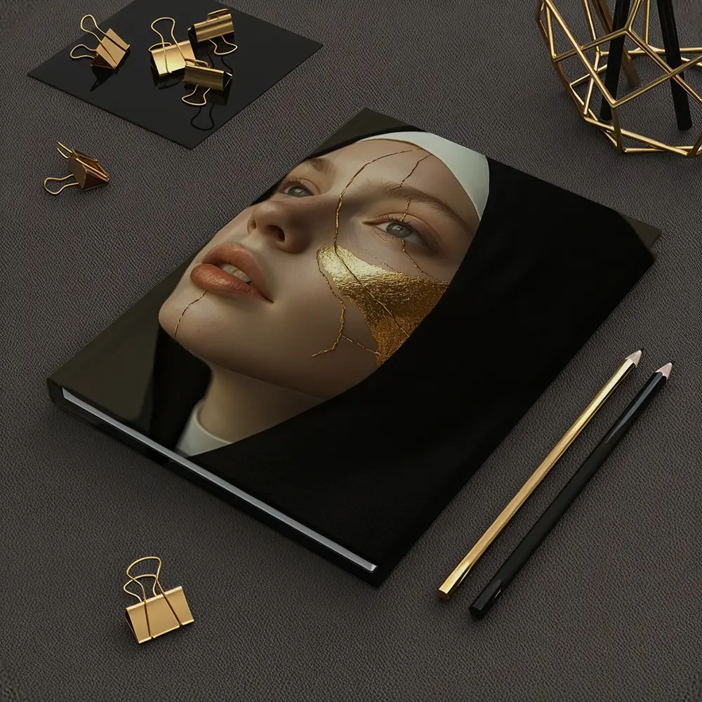 Nun Portrait with Gold Kintsugi Face – Notebooks