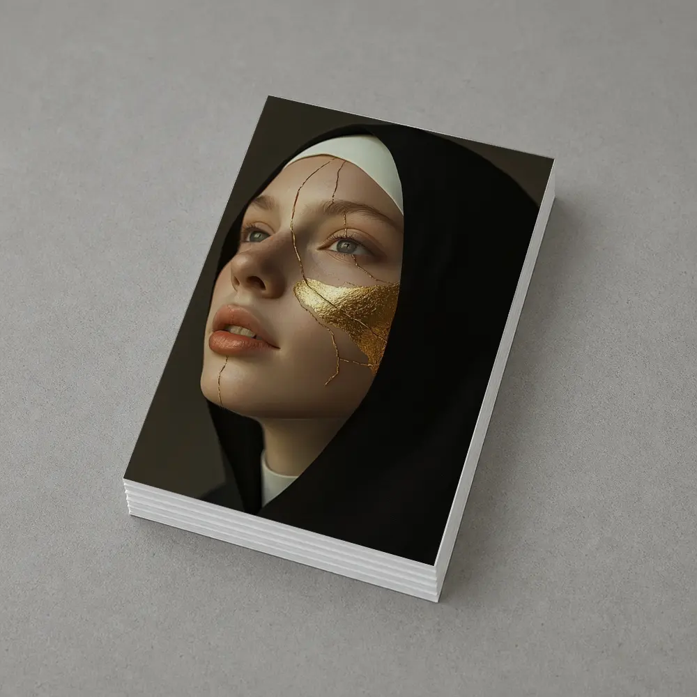 Nun Portrait with Gold Kintsugi Face – Postcards