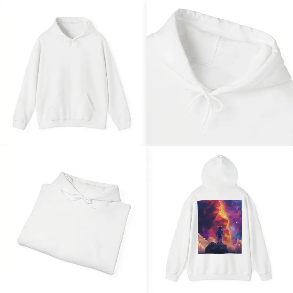Astronaut Standing On Rock Cosmic Nebula – Hoodies