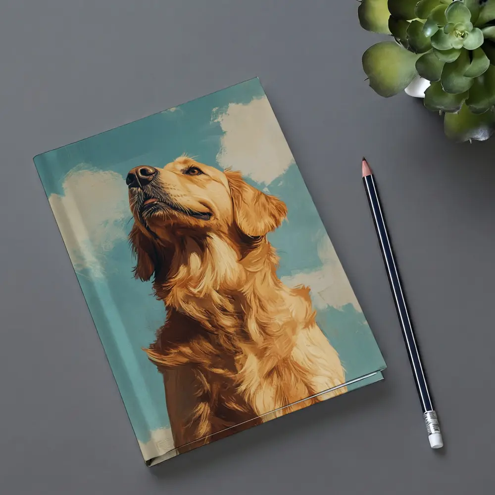 Golden Retriever Dog Blue Sky Painting – Notebooks