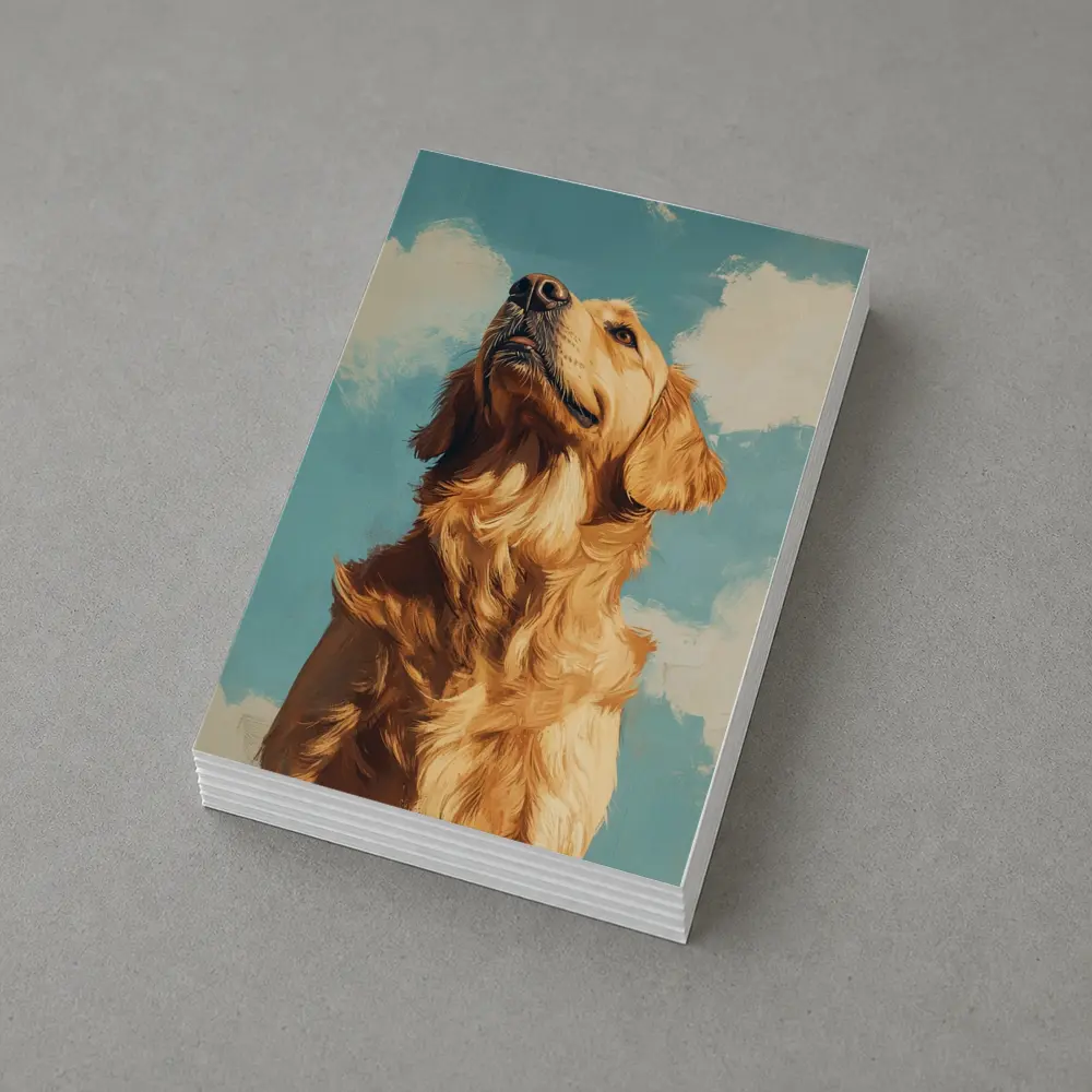 Golden Retriever Dog Blue Sky Painting – Postcards
