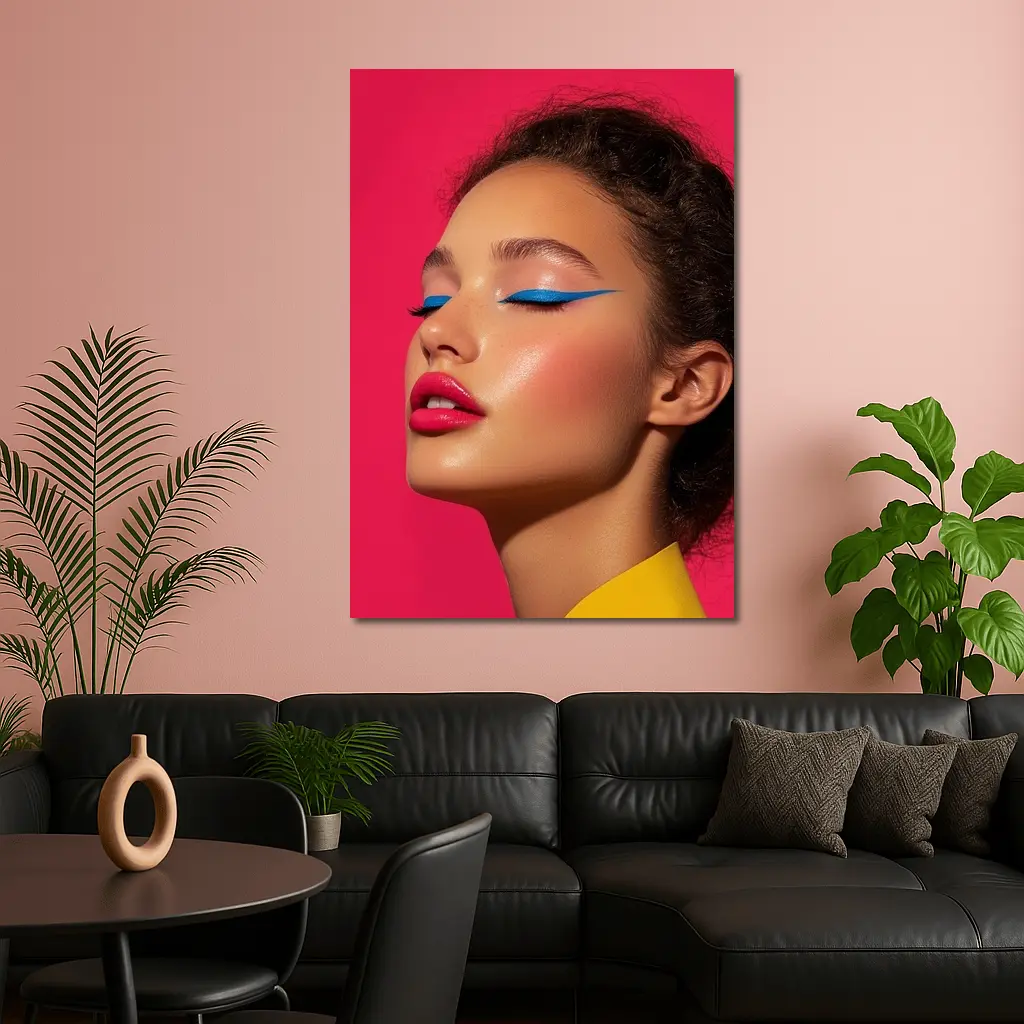 Bold Pop Art Makeup Woman Pink Background – Wall Art