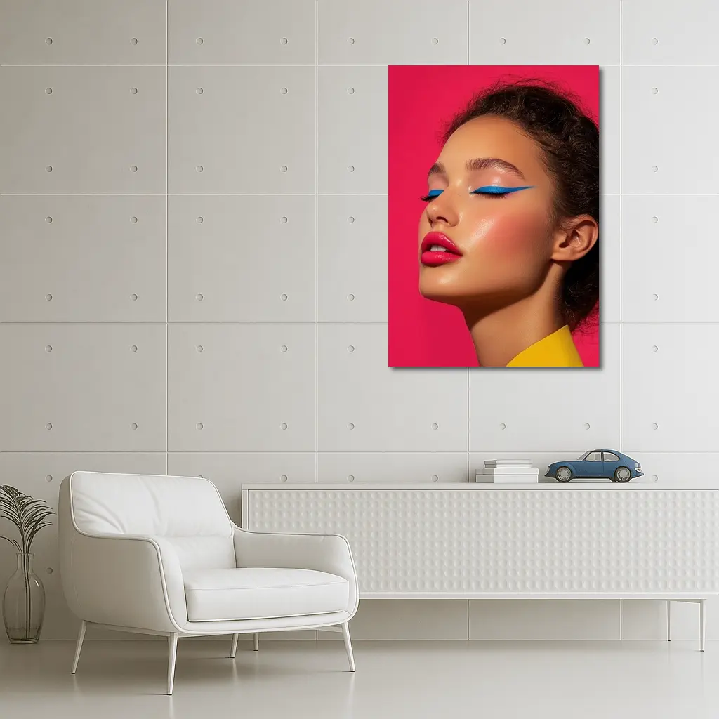 Bold Pop Art Makeup Woman Pink Background – Wall Art