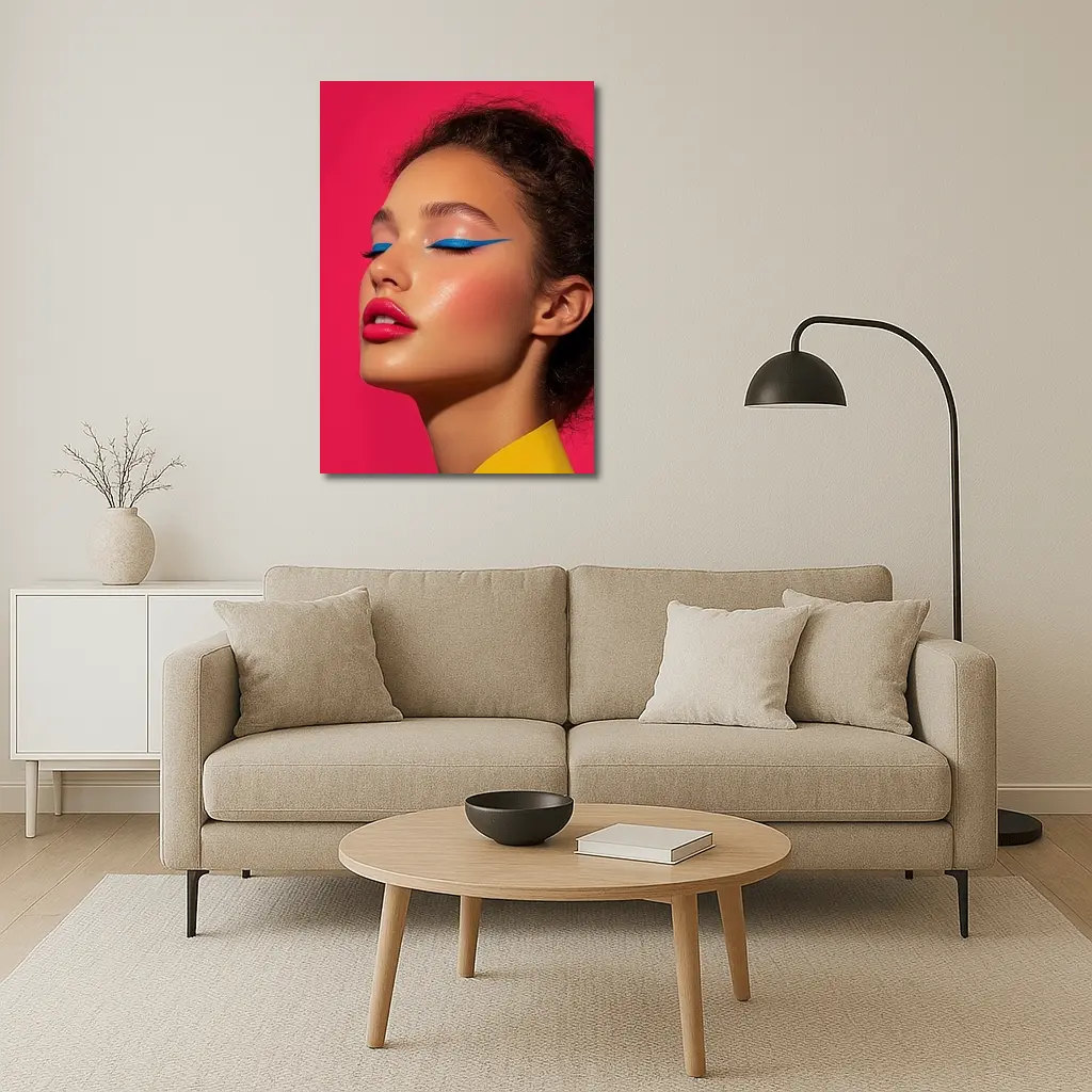 Bold Pop Art Makeup Woman Pink Background – Wall Art