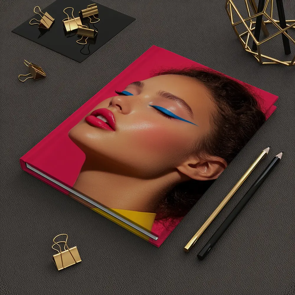 Bold Pop Art Makeup Woman Pink Background – Notebooks