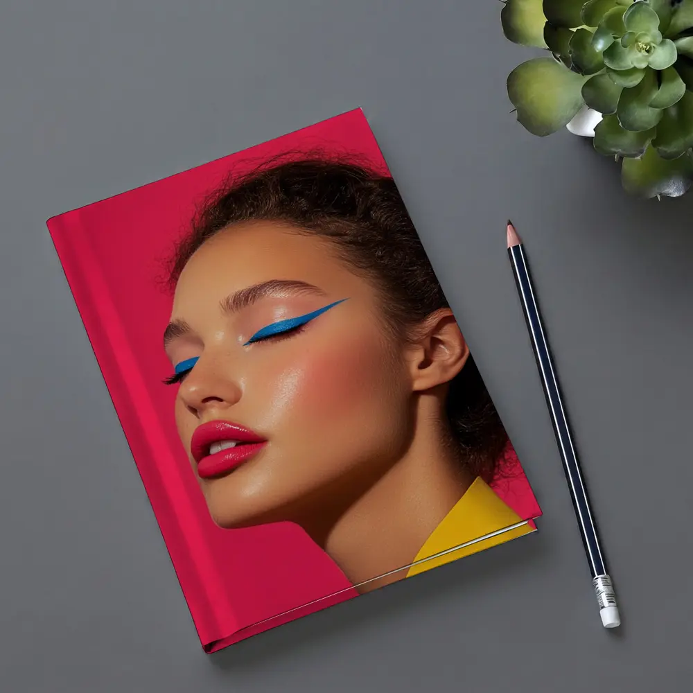 Bold Pop Art Makeup Woman Pink Background – Notebooks
