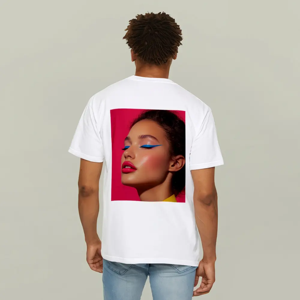 Bold Pop Art Makeup Woman Pink Background – T-Shirts