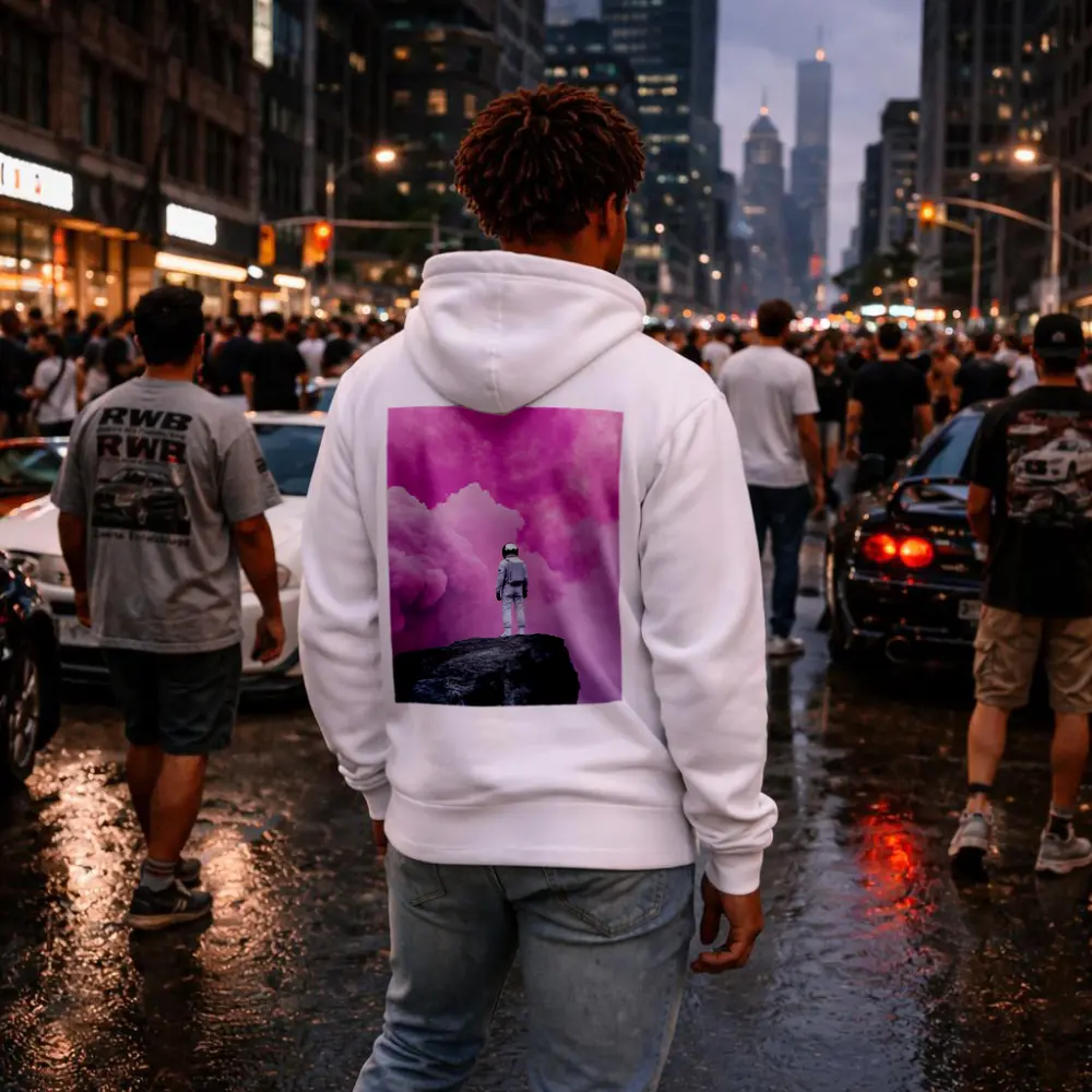 Astronaut Standing On Rock Pink Sky – Hoodies