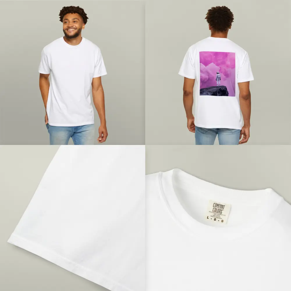 Astronaut Standing On Rock Pink Sky – T-Shirts