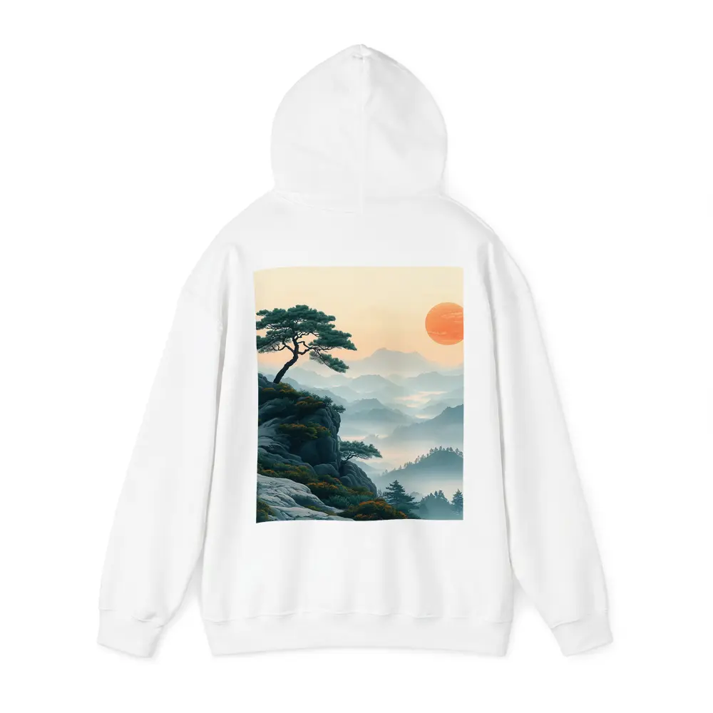 Japanese Pine Tree Mountain Sunrise Landscape – Hoodies
