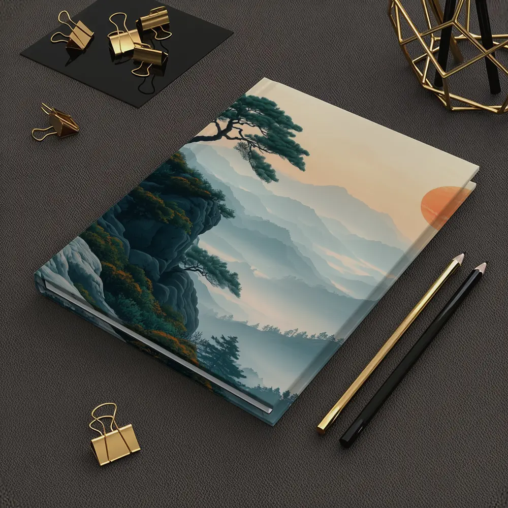 Japanese Pine Tree Mountain Sunrise Landscape – Notebooks