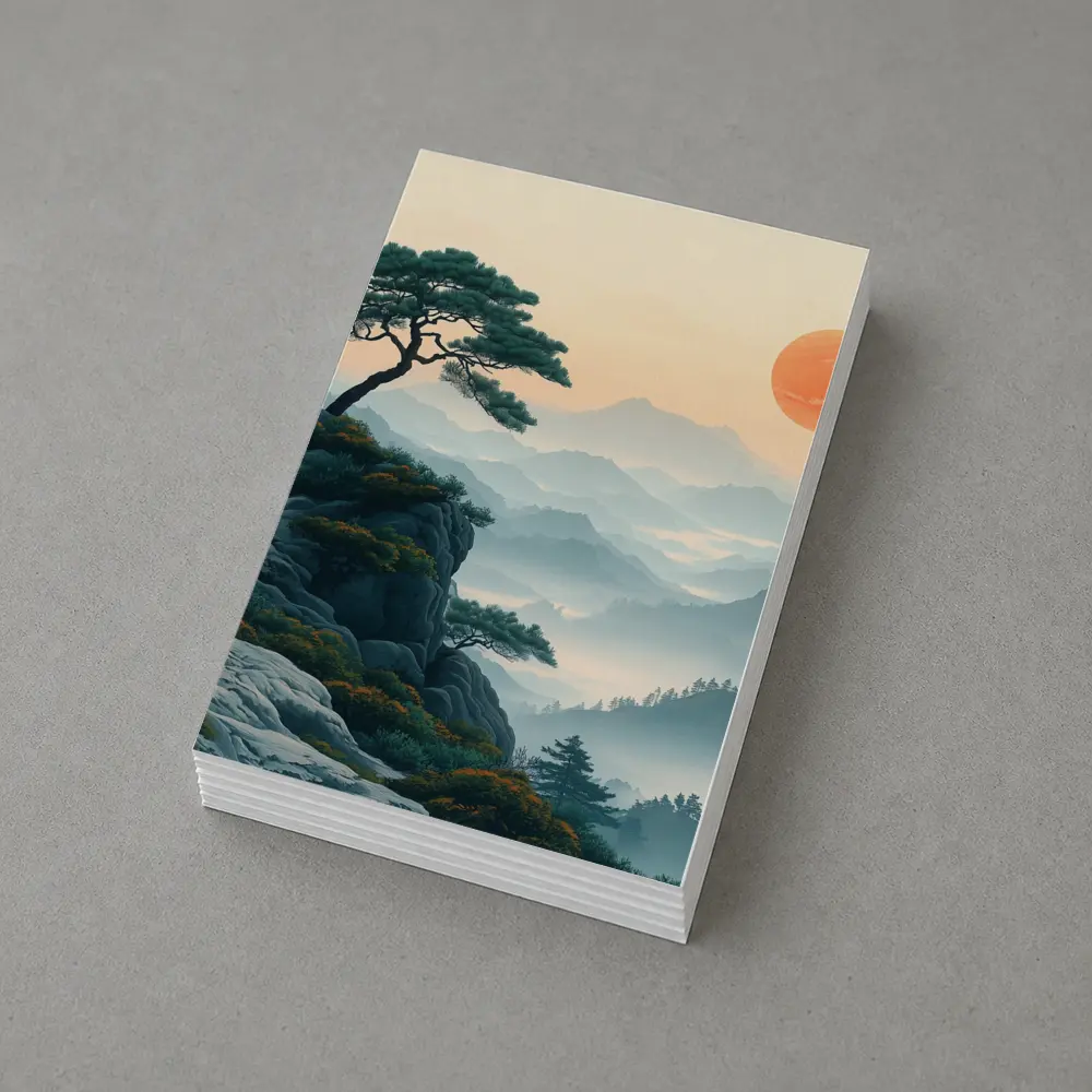 Japanese Pine Tree Mountain Sunrise Landscape – Postcards