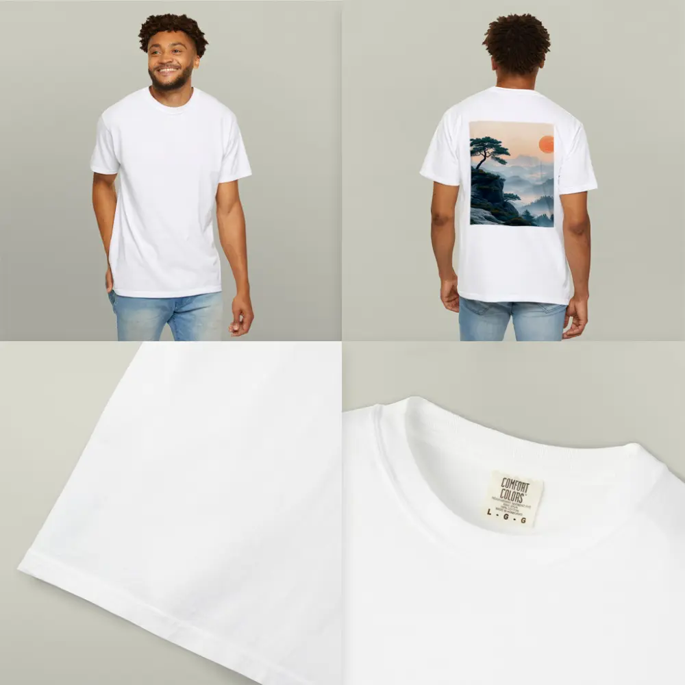 Japanese Pine Tree Mountain Sunrise Landscape – T-Shirts