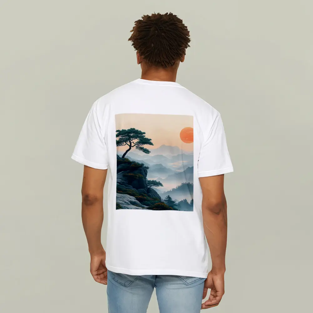 Japanese Pine Tree Mountain Sunrise Landscape – T-Shirts