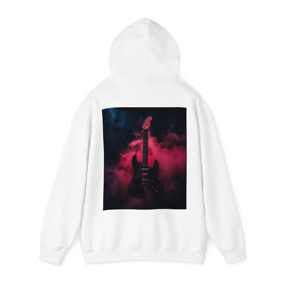 Black Electric Guitar Red Smoke Background – Hoodies