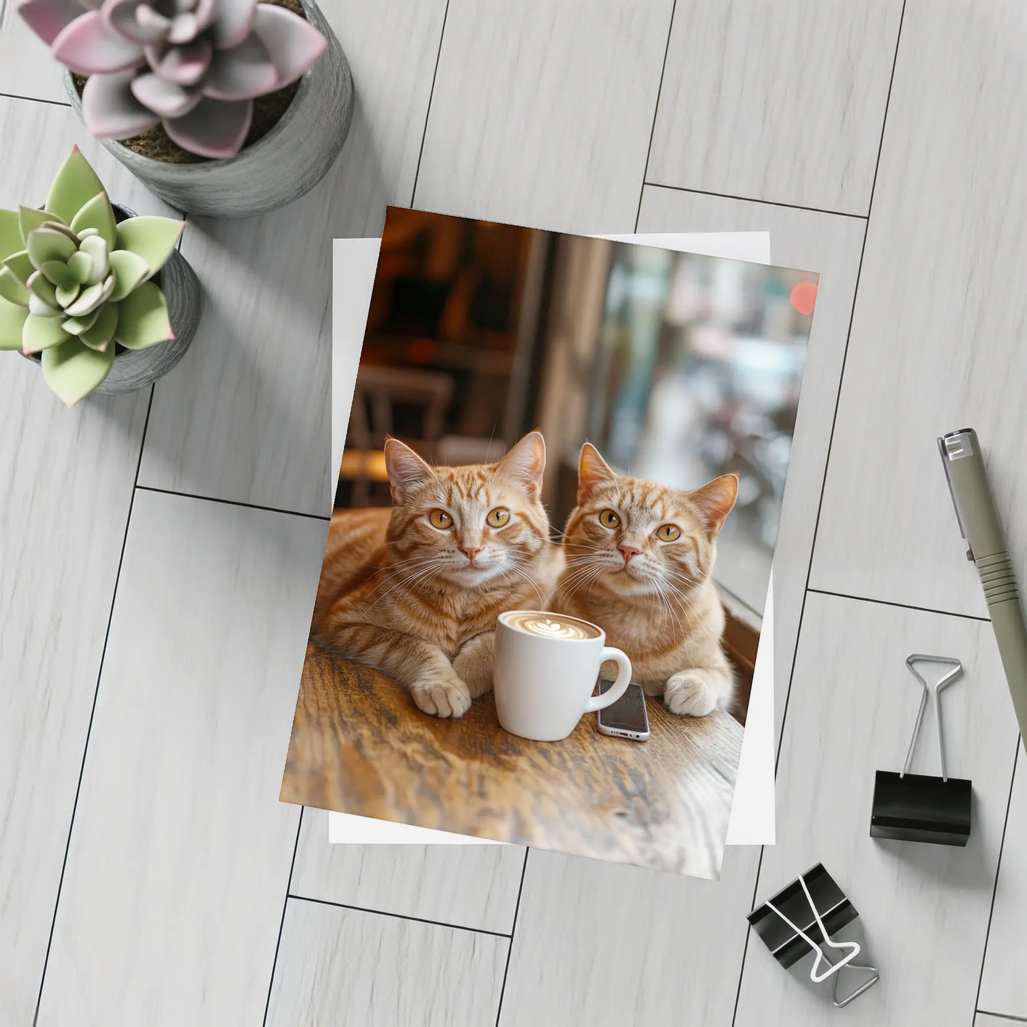 Two Ginger Cats Cafe Table Coffee – Postcards